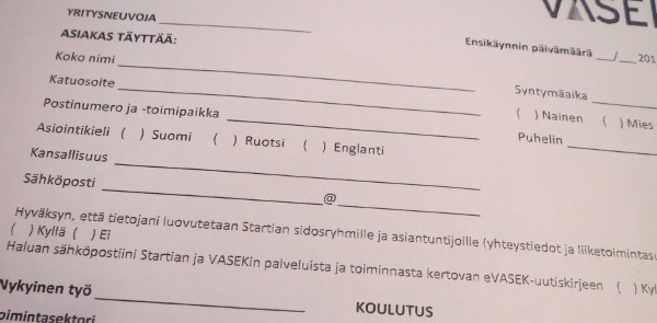 Asiakastietolomake fi